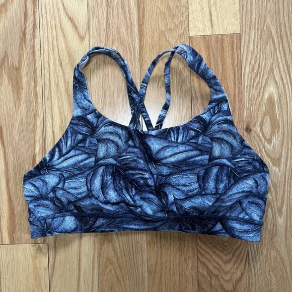 Lululemon Size 12 Strappy Back Energy Sports Bra Mini Concrete Jungle With Pads - Picture 1 of 6